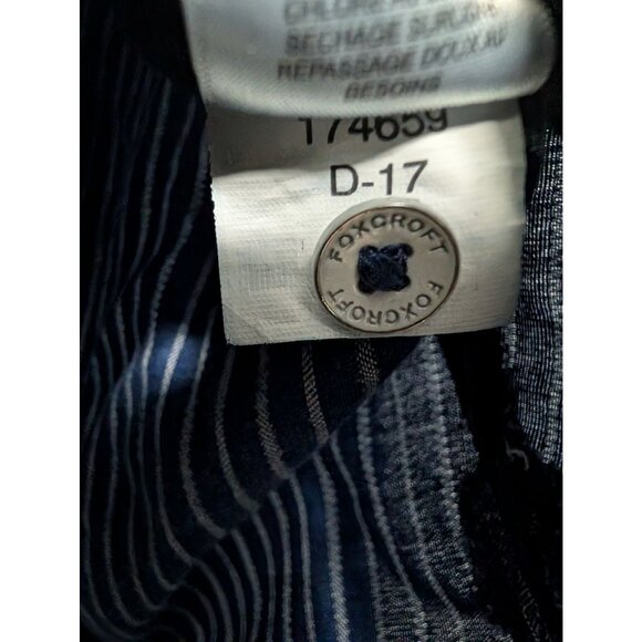 Foxcroft Womens Blue Pinstripe Button-Down Shirt Size 10 Long Sleeve - Picture 7 of 8